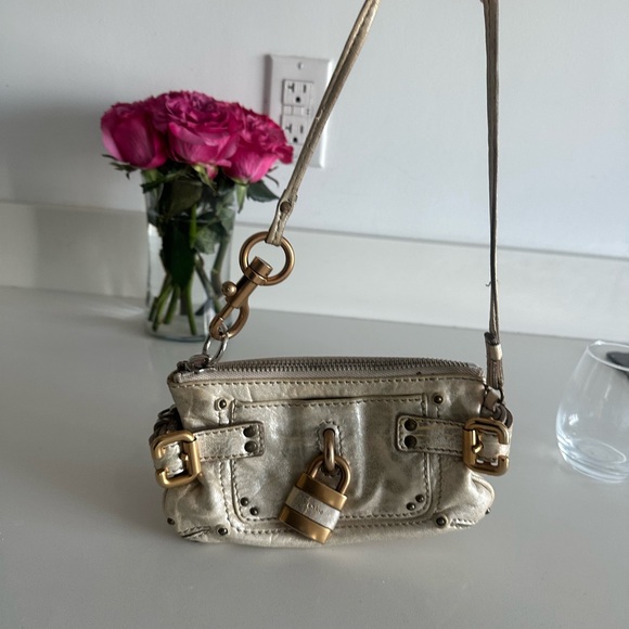 Authentic CHLOÉ metallic leather paddington pochette purse - Picture 5 of 7